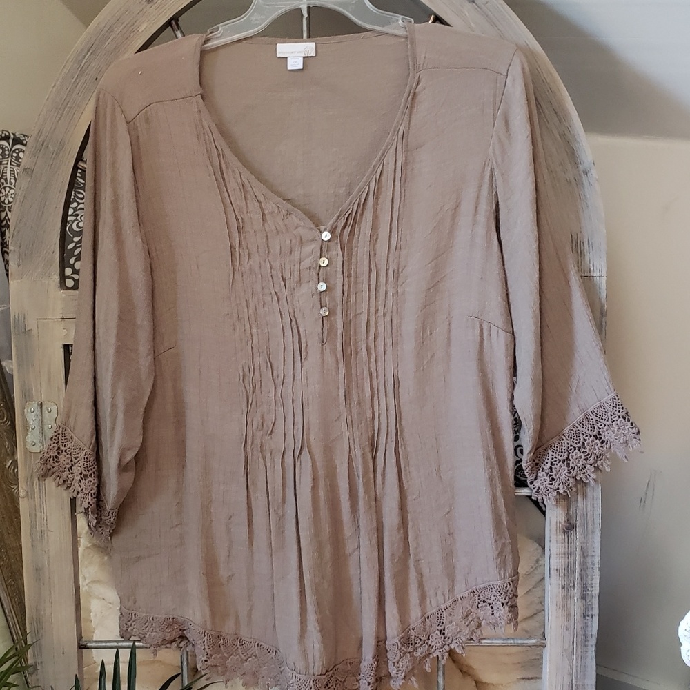 Taupe Gauze Blouse sz 2X
